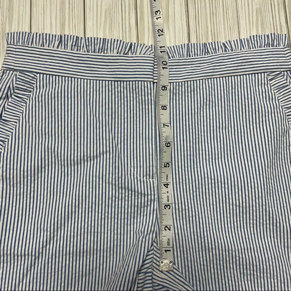 J. Crew Seersucker Striped Ruffle Shorts, blue and white stripes - Picture 13 of 14